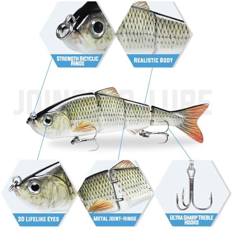 TRUSCEND Swimmax Easy Catch Fishing Lures with BKK Hooks, Wiggling, Vibrating, Rattling and Gurgling for More Bites, Heavy-Duty Dyneema Fiber Jointed Swimbaits for Bass, Trout, Crappie, Walleye, Pike - Image 2