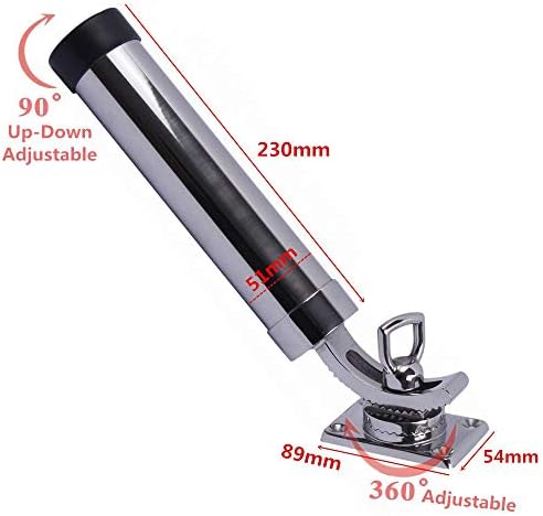 Deck Mount Fishing Rod Holder, Marine Grade Stainless Steel Adjustable Fishing Rod Holders, Support for Marine Boat Yacht - Image 2