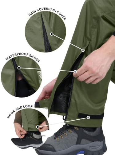 iCreek Men's Rain Pants Waterproof Breathable Lightweight Rain Over Pants - Image 5