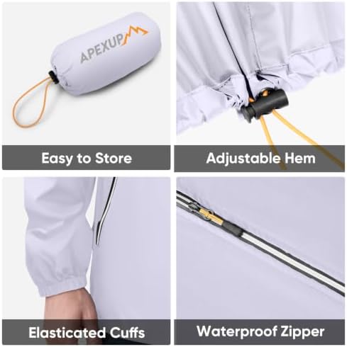 APEXUP Packable Rain Jacket Men Waterproof Lightweight Raincoat with Hood - Image 6