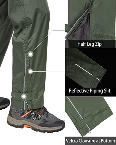 33,000ft Men's Rain Pants, Waterproof Rain Over Pants, Windproof Pants - Image 6