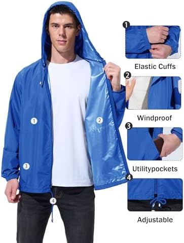 UIQUR Mens Rain Jacket Raincoat Waterproof Windbreaker - Image 5