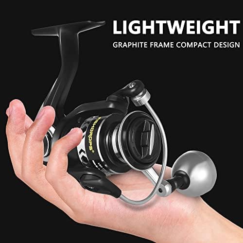 Fishdrops Spinning Fishing Reels, Lightweight Spinning Reel, 15.5 LBs Max Drag, 5.1:1/5.5:1 High Speed Ultra Smooth Powerful with CNC Aluminum Spool Fishing Reels Freshwater(Black/Gold) - Image 4