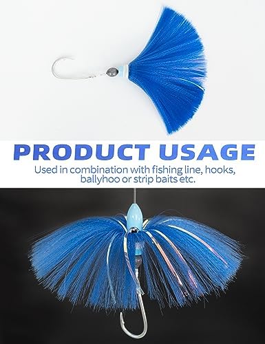 BLUEWING Sea Trolling Lures with Lead Head Saltwater Fishing Witches Big Game Ballyhoo Skirt for Tuna, Wahoo, Sailfish, Mahi Mahi 1oz, 2oz, 4oz, 6oz, 8oz - Image 6