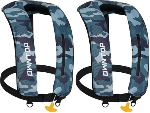 Owntop Inflatable Swim Vest Manual, Soft Padded Neckline, Secure Reflective Tapes, 24g CO2 Cartridge Included, Lightweight for Kayak, Fishing, Paddle Sports by Owntop