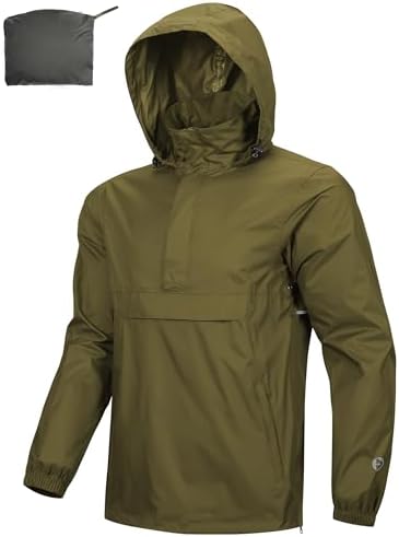 Outdoor Ventures Men's Rain Jacket Waterproof Lightweight Packable Pullover by OutdoorVentures