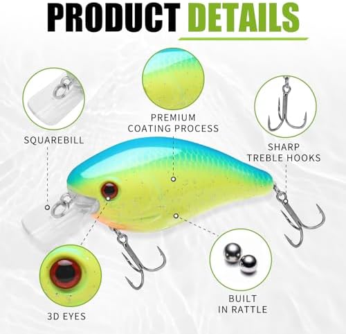 TRUSCEND Easy Catch Crankbait with BKK Hooks, Shallow or Deep Diving Crank Bait Fishing Lures for Bass Pike Walleye, Unipue Wobble Design for More Bites, Vibe Lipless Crankbaits Freshwater Saltwater - Image 2