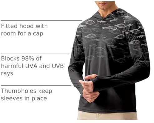 Pudolla Men's Sun Protection Hoodie Shirts UPF 50+ Fishing Hiking Shirt - Image 4