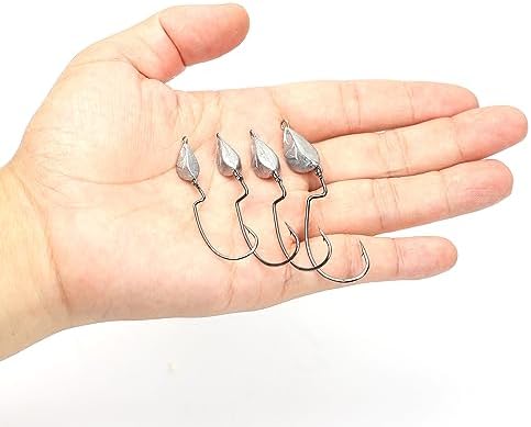 OJY&DOIIIY Weighted Texas Rig Hooks, Weedless Swimbait Jig Heads for Bass Fishing 1/8 3/16 1/4 3/8oz - Image 4