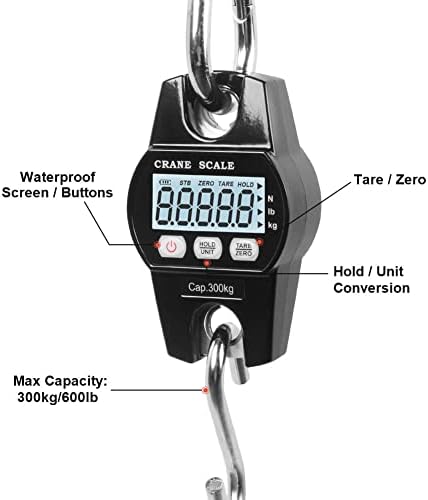Fuzion Hanging Scale 660LB/300KG, Crane Scale with Snap-Fit Lifting Ring - Image 4