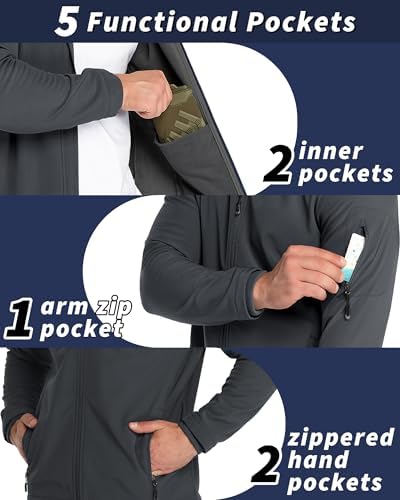 33,000ft Men's Hooded Fleece Lined Rain Shell Jacket Waterproof Lightweight - Image 2