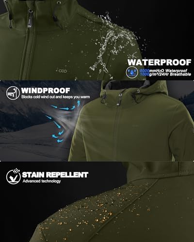 33,000ft Men's Hooded Fleece Lined Rain Shell Jacket Waterproof Lightweight - Image 3