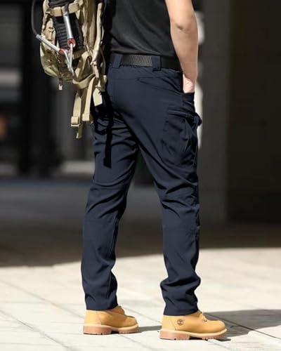 Men's Tactical Pants Stretch Waterproof Fabric Durable Cargo Pants for Hiking Casual Work Multi Pockets (No Belt) - Image 3