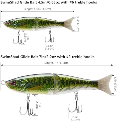 Bassdash SwimShad Glide Baits Jointed Swimbait Bass Pike Salmon Trout Muskie Fishing Lure - Image 2