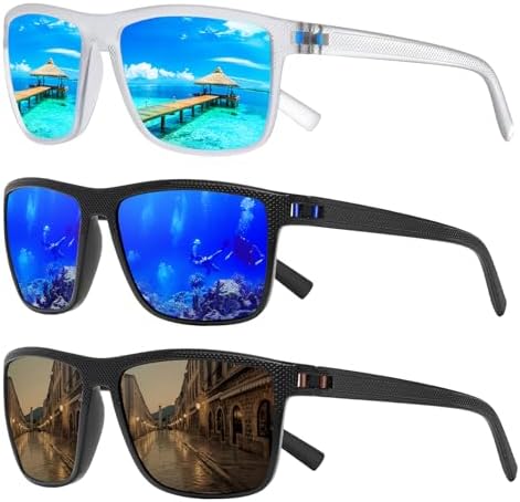 Square Polarized Sunglasses for Men and Women Lightweight Frame Sun Glasses with UV Protection by TURBOPEP