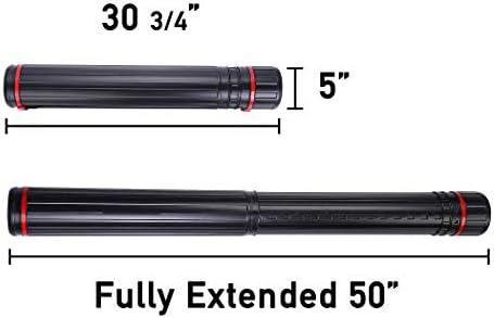 CalPalmy 2-Pack XX-Large Extendable Poster Tubes Expand from 30.5” to 50” with Shoulder Strap | Carry Documents, Blueprints, Drawings and Art | Black Portable Durable Round Storage Cases - Image 2