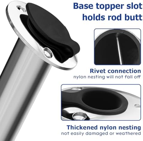 Fishing Rod Holder 2 Pack, 316 Stainless Steel 15/30/90 Degree Rod Holders for Fishing Boat, Flush Mount with Cap, Heavy Duty - Image 5