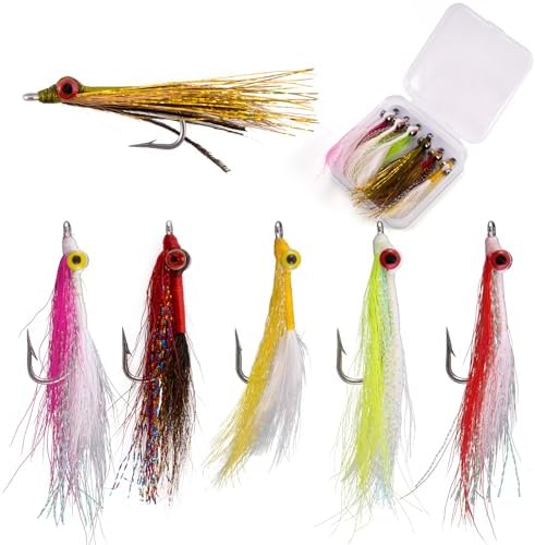 Dr.Fish 6 Pack Clouser Minnow Fishing Flies Streamer Hand Tied Bass Fly Fishing Lure Artificial Baitfish Smallmouth Saltwater Freshwater Striper Flounder Lures by DrFish