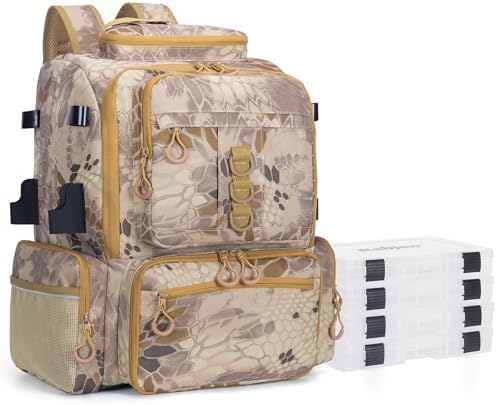 Rabjen Fishing Tackle Backpack, 45L Storage Waterproof Travel Bag Store Fishing Gear with Insulated Top Pocket by Rabjen