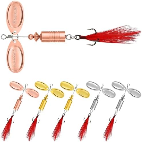 TRUSCEND Swim or Jig Fishing Spinner Baits for Freshwater and Saltwater, Rooster Tail Fishing Lures for Trout Bass Walleye Crappie Salmon Pike, Blade Bait with Copper Blade by TRUSCEND