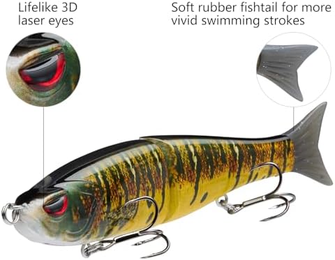 Bassdash SwimShad Glide Baits Jointed Swimbait Bass Pike Salmon Trout Muskie Fishing Lure - Image 4