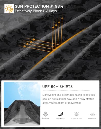 Pudolla Men's Sun Protection Hoodie Shirts UPF 50+ Fishing Hiking Shirt - Image 6