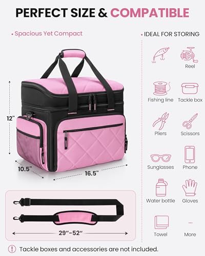 Smasrob Fishing Tackle Bag, Fish Bag (Tackle Boxes Not Included), Pink - Image 5
