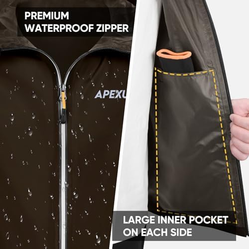 APEXUP Packable Rain Jacket Men Waterproof Lightweight Raincoat with Hood - Image 4