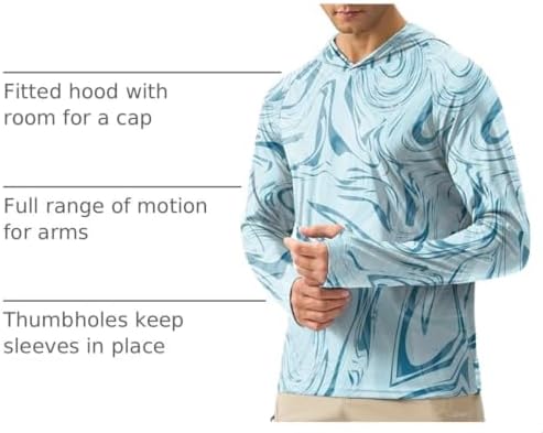 Pudolla Men's Sun Protection Hoodie Shirts UPF 50+ Fishing Hiking Shirt - Image 4