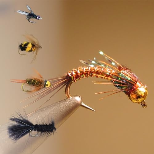 Fly Fishing Flies Kit 100 Pcs with Waterproof Floating Fly Box, Dry/Wet Flies Nymphs Streamers Popper Assortment for Trout Salmon Bass Steelhead - Image 5