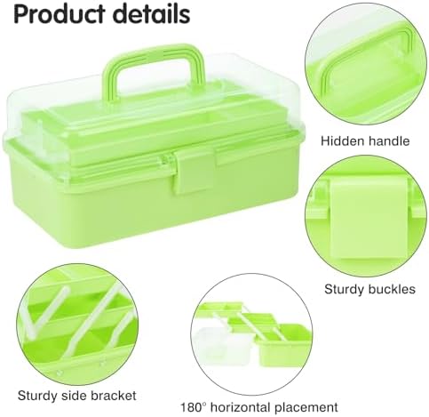 Tackle Box, 3-Layer Craft Sewing Medicine Art Hair Tool Organizer Green - Image 3