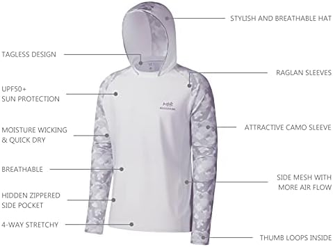 BASSDASH Men’s UPF 50 Performance Fishing Shirt Cooling Hoodie Camo Long Sleeve FS17M - Image 4