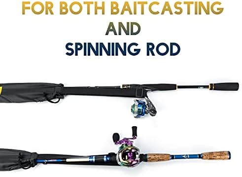 Dr.Fish Fishing Rod Socks Fishing Pole Sleeves Rod Protector Tangle-Free Lightweight Nylon Adjustable Rod Cover Protector for Spinning Rod Baitcasting Rod Surf Rod Fishing Rod Tube Case - Image 3