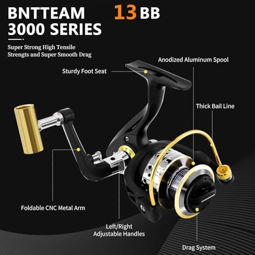 Portable Fishing Spinning Rod and Reel Combo Set Carbon Fiber Fluorescent Rod Tip, with Fishing Lures Line Carrier Bag Kits for Travel Surf Saltwater Freshwater - Image 6