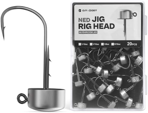 Ned Rig Jig Heads, 20/40 Pack Finesse Mushroom Jig Hooks for Bass Fishing by OJYDOIIIY
