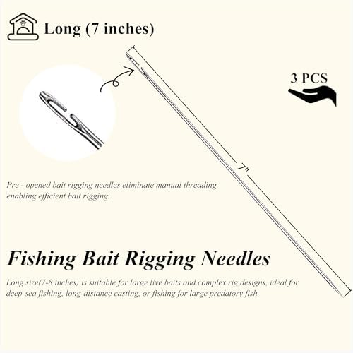 Stainless Steel Fishing Bait Rigging Needles Threader Set, Fish Bait Worm-Minnow-Anchovy Threader Needle Rustproof Threading Tool for Saltwater Freshwater Fishing Tackle Kit - Image 2