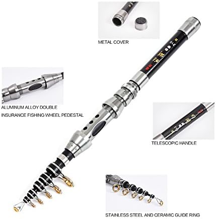 2Pcs Telespoic Fishing Rod and Reel Combos with Spinning Reel and Necessary Lure Accessories Portable Carrier Bag for Saltwater Freshwater - Image 2