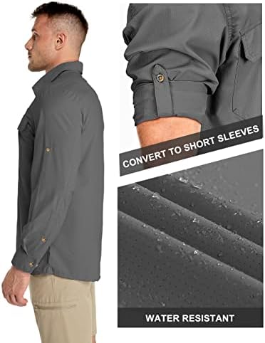 33,000ft Men's Long Sleeve Sun Protection Shirt UPF 50+ UV Quick Dry Cooling Fishing Shirts for Travel Safari Camping Hiking - Image 3