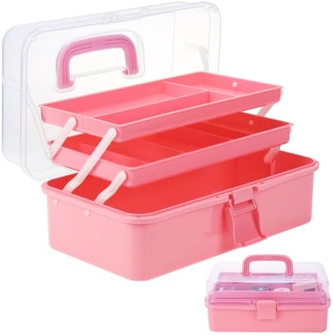 Hair Accessories Box,3-Layer Craft Tackle Art Tool Organizer Pink by Outuxed