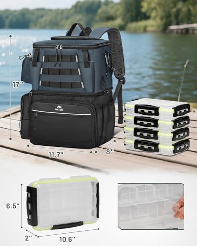 MATEIN Fishing Backpack with 4 Tackle Boxes, Fishing Bag with Rod Holder - Image 4