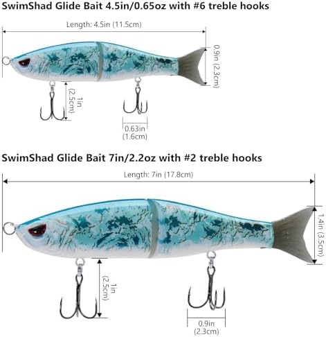 Bassdash SwimShad Glide Baits Jointed Swimbait Bass Pike Salmon Trout Muskie Fishing Lure - Image 2