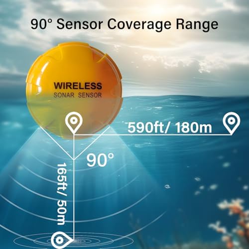 Fish Finder Portable Wireless Sonar & Radio Sensor Depth Finder with Fish Size, Water Temperature, Bottom Contour, Color LED Display Black/White Model fit for Boats Kayaks Fishing - Image 3
