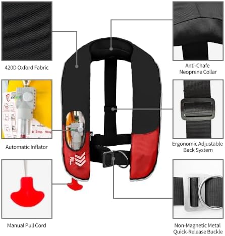 Automatic Inflatable Life Jackets for Women,Life Vest for Adults,Preserver PFD for Women,Supports Weight up to 330 pounds - Image 2