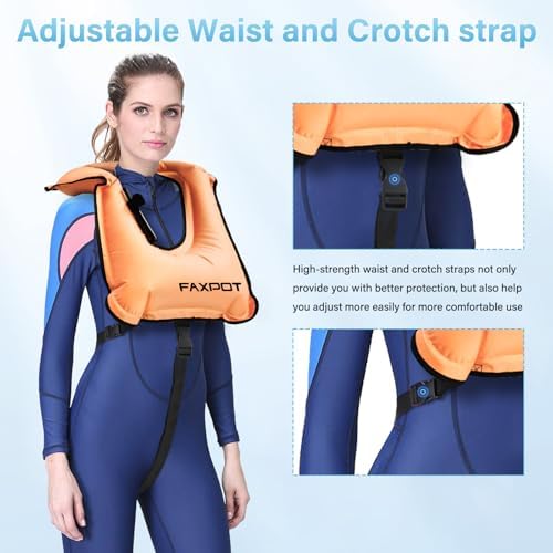 Snorkel Vest, Adults Portable Kayaking Buoyancy Inflatable Swim Vest Jackets, Diving Surfing Adjustable Snorkeling Vest Swimming Jacket for Outdoor Water Sports Fun Safety - Image 3