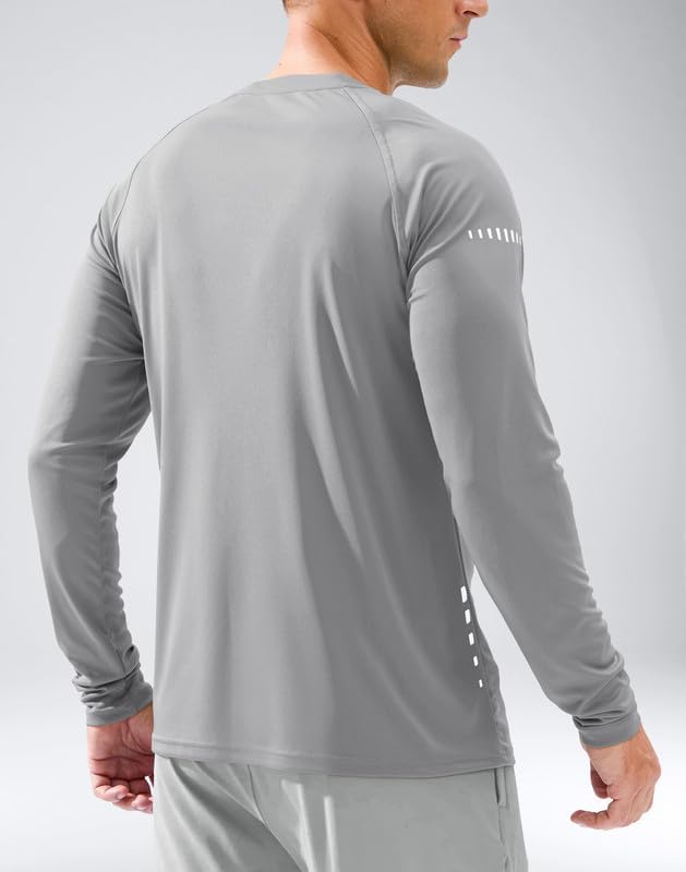 Men's Sun Protection Swim Long Sleeve UPF 50+ Rash Guard Lightweight Shirts - Image 3