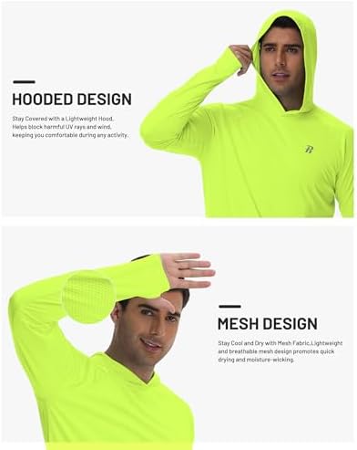Runhit UPF 50+ Fishing Shirts for Men Long Sleeve Sun Protection Hoodie Lightweight Outdoor Workout Hiking Running Rash Guard - Image 3