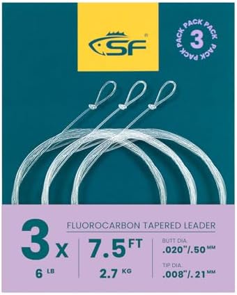 SF Fly Fishing Tapered Leader – Fluorocarbon Pre-Tied Loop by SUNSHINEFISHING