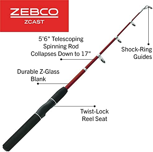 Zebco Z-Cast Spinning Fishing Rod Durable Z-Glass Fishing Pole, Comfortable EVA Rod Handle, Shock-Ring Guides, Medium Power - Image 2
