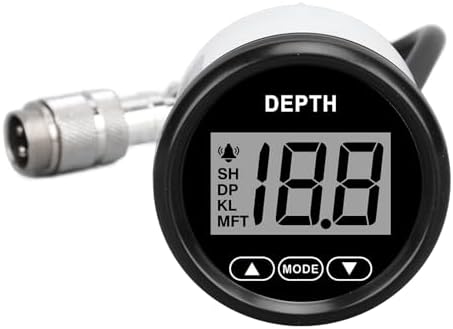 Boat Depth Gauge Alarm LCD Digital Display 52mm 328.08ft Depth Indication Yachts Fishing Vessels by Akozon