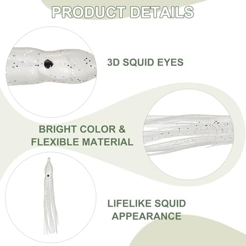 Fishing Squid Skirts, Glow Soft Plastic Trolling Lures Luminous -Fitting for (Bass/Trout/Salmon/Saltwater/Fishing Bait) - Image 3